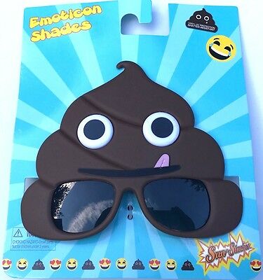 Funny EMOTICON POOP SHADES SUNGLASSES Cartoon Mask Adult Joke Brown Pile Crap - Fresh Stock Dated February 2026