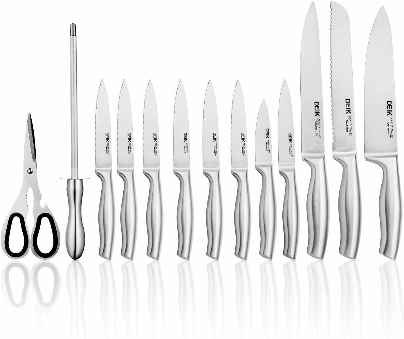 DEIK Knife Set High Carbon Stainless Kitchen Knife Set 14 PCS KF-HB8023 - Fresh Stock Dated December 2025