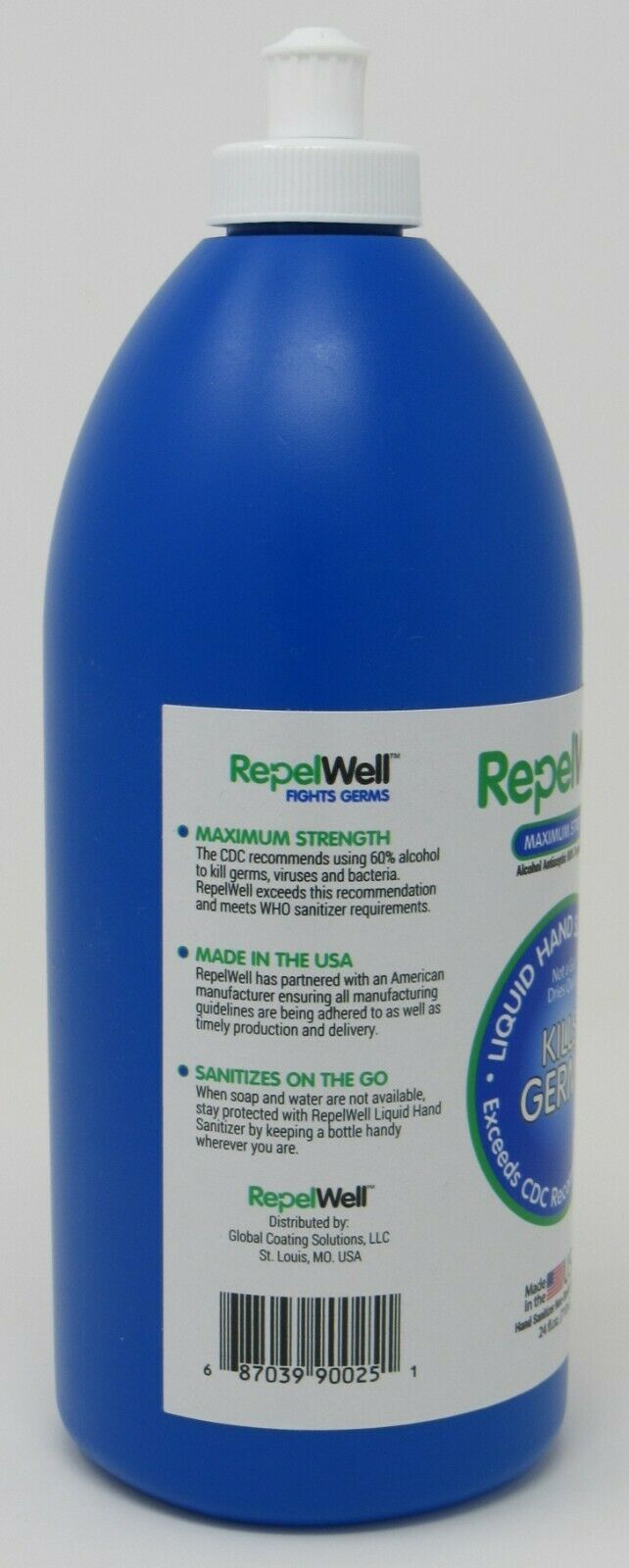 NEW CASE of 12 x 24 oz RepelWell Liquid Instant Sanitizer 80% for Hand + Surface - Fresh Stock Dated February 2026