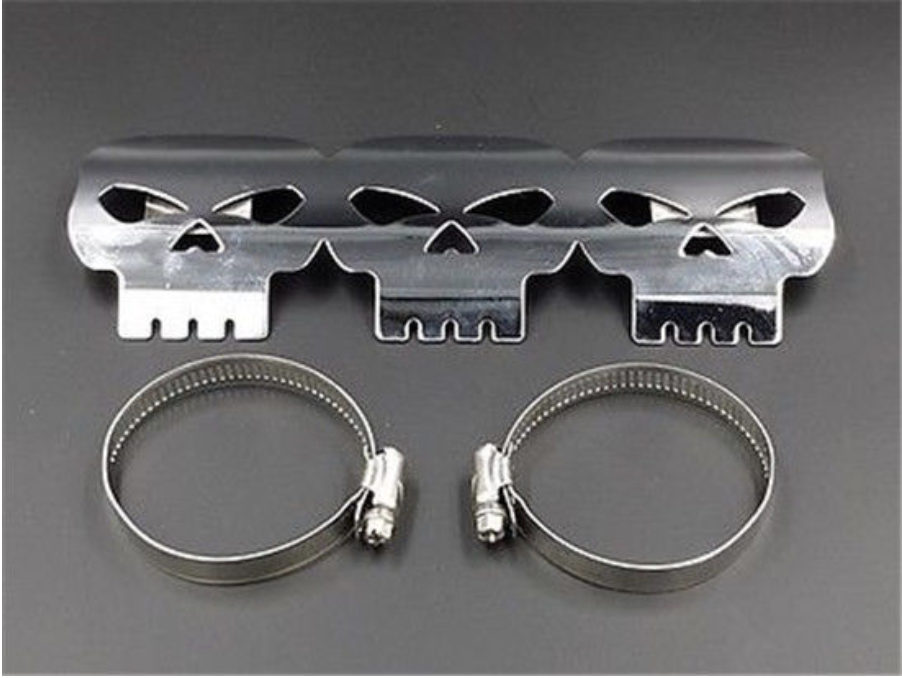 Exhaust Muffler Pipe Heat Shield Cover Heel Guard For Motorcycle Chopper Custom - Fresh Stock Dated February 2026