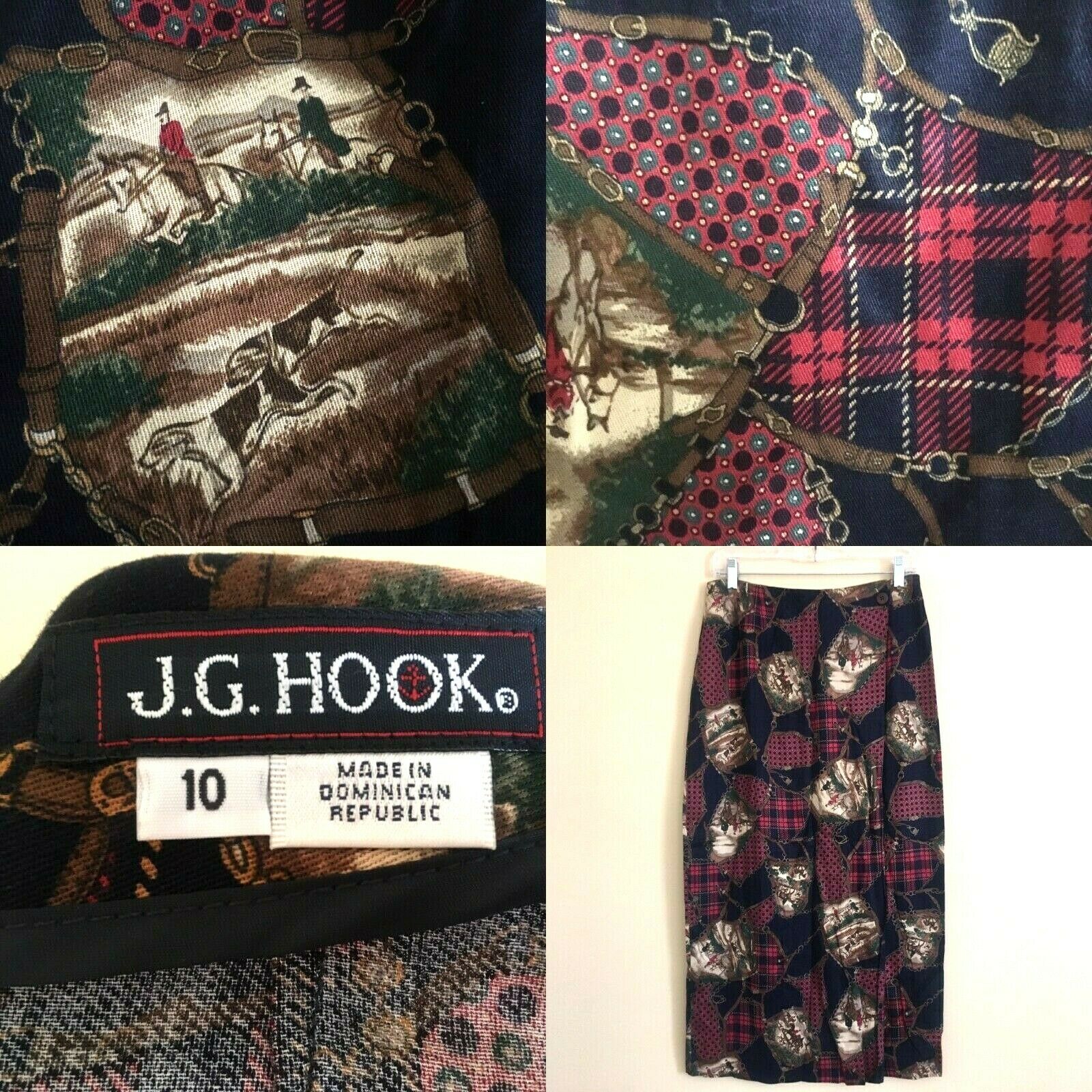 VTG J.G. Hooks Equestrian Horse Riding Hunt Faux Wrap Midi Skirt Size 10 - Fresh Stock Dated February 2026