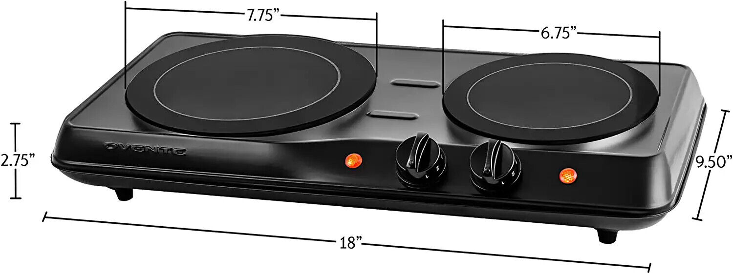 Electric Double Burner Ceramic Infrared Glass Hot Plate Cooktop Portable Stove - Fresh Stock Dated February 2026