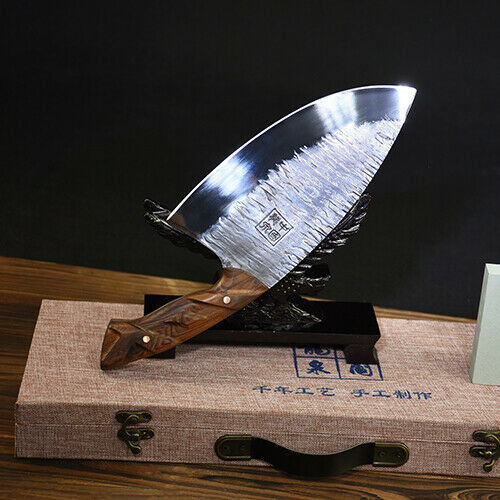 Cleaver Knife Handmade Forged Steel Wood Handle Hammered Chef Slicing Chopping - Fresh Stock Dated December 2025