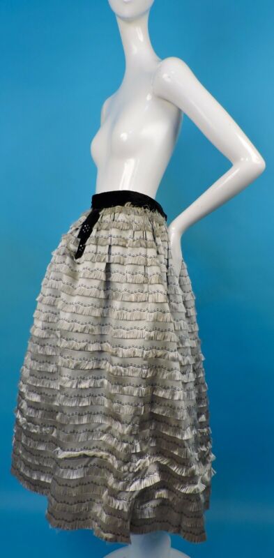 VINTAGE 1950’S EYELASH SATIN FULL SKIRT W VELVET TRIM - Fresh Stock Dated February 2026