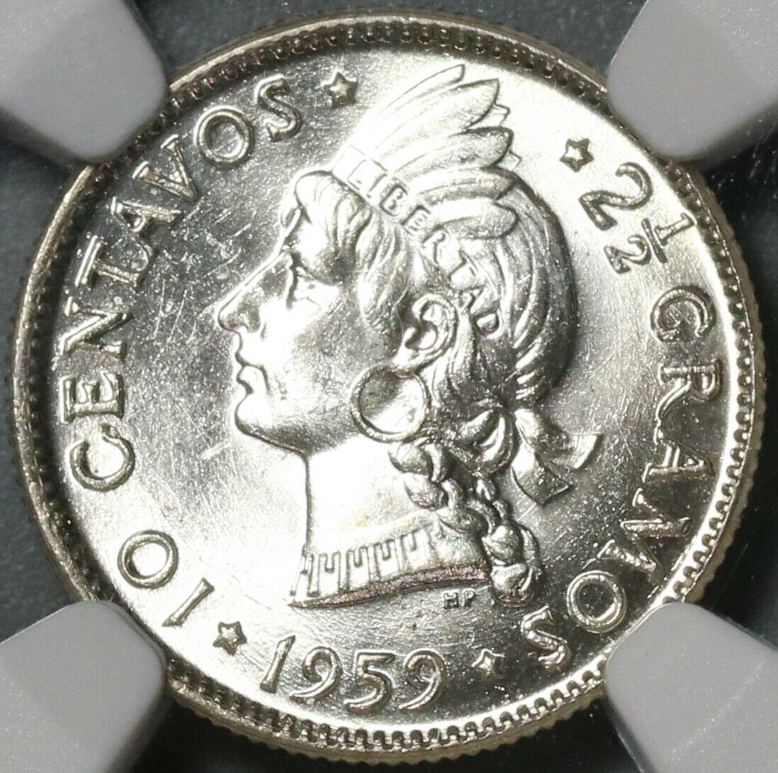 1959 NGC MS 64 Dominican Republic Silver 10 Centavos Scarce Coin (21031801C) - Fresh Stock Dated December 2025