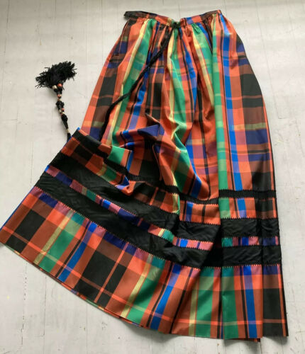 1970's Vintage Kasper For J.L. Sports Limited Bold Plaid Taffeta Maxi Skirt - Fresh Stock Dated December 2025