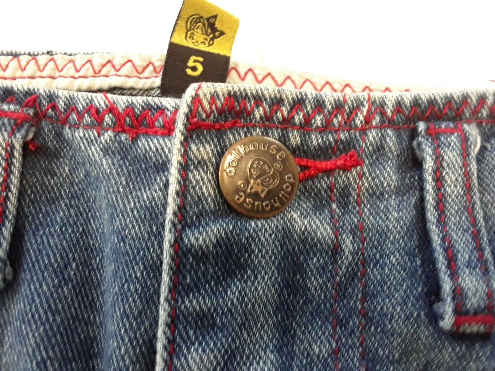 Vintage 90s DOLLHOUSE Long Embroidered Modest Flared Denim skirt Size 5/Small - Fresh Stock Dated February 2026