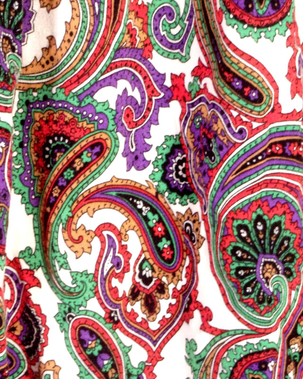 vtg 70s Brookside Rayon Paisley A-Line Skirt Hippy Boho acid psych Juniors 16 - Fresh Stock Dated March 2026