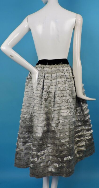VINTAGE 1950’S EYELASH SATIN FULL SKIRT W VELVET TRIM - Fresh Stock Dated February 2026