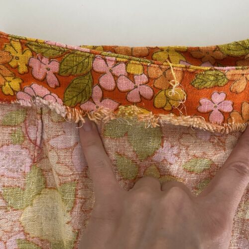 Vintage Four Corners 60s 70s Skirt Orange Floral Print Linen Mod Hippie A-Line - Fresh Stock Dated February 2026