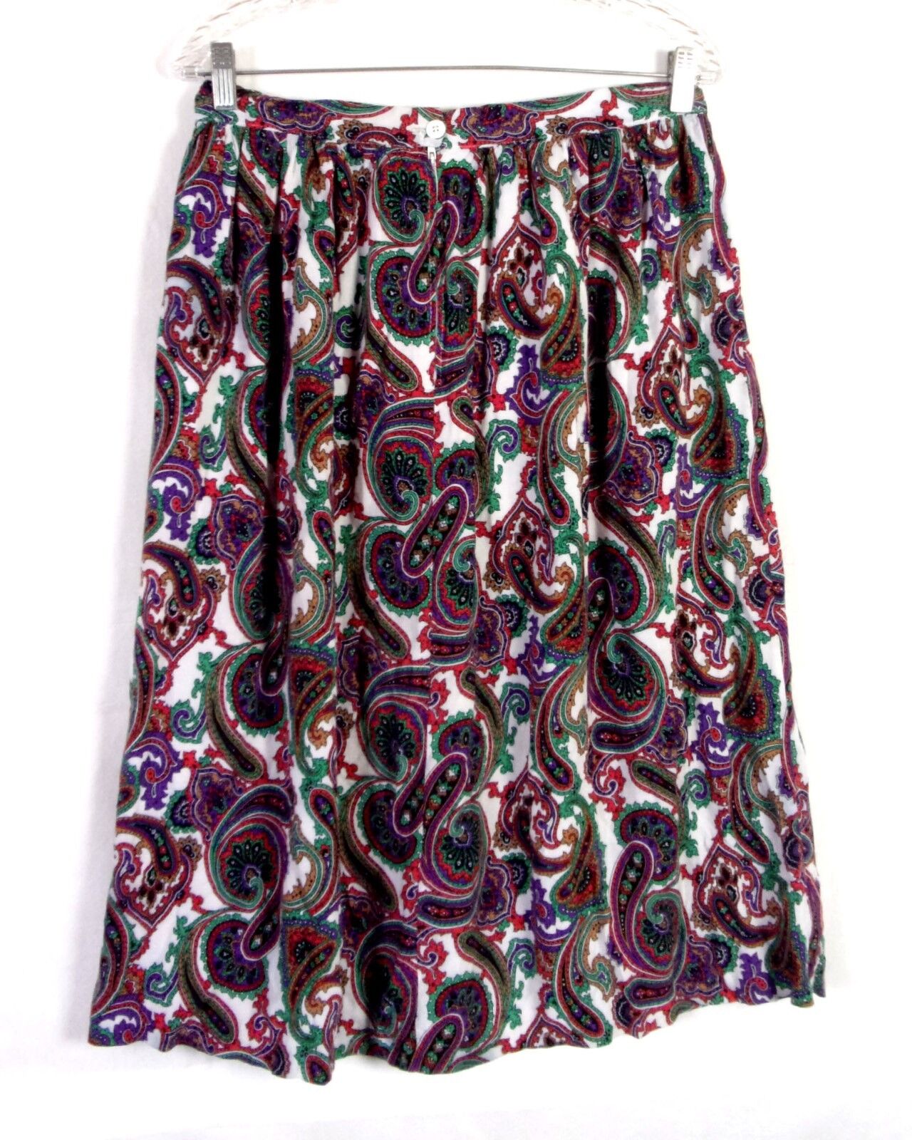 vtg 70s Brookside Rayon Paisley A-Line Skirt Hippy Boho acid psych Juniors 16 - Fresh Stock Dated March 2026