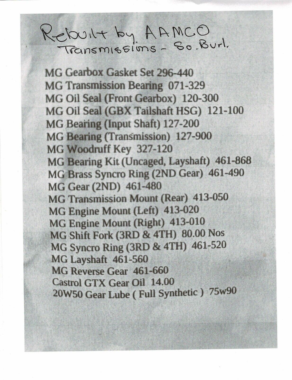 1967 MGB rebuilt transmission - Fresh Stock Dated February 2026