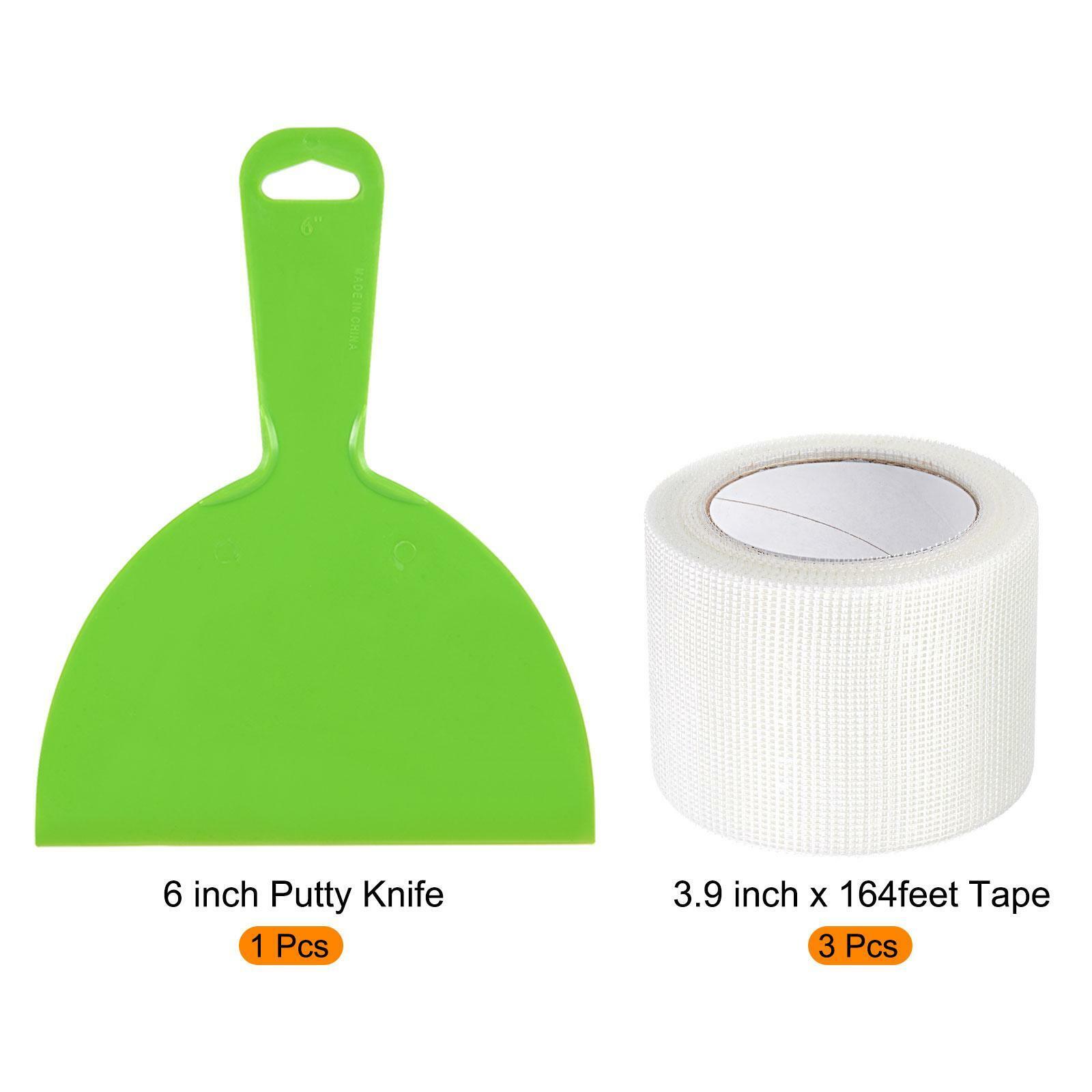 6inch Putty Knife and 2.8mm Mesh Drywall Joint Tape 3.9inch x 164feet, 4Pcs - Fresh Stock Dated February 2026