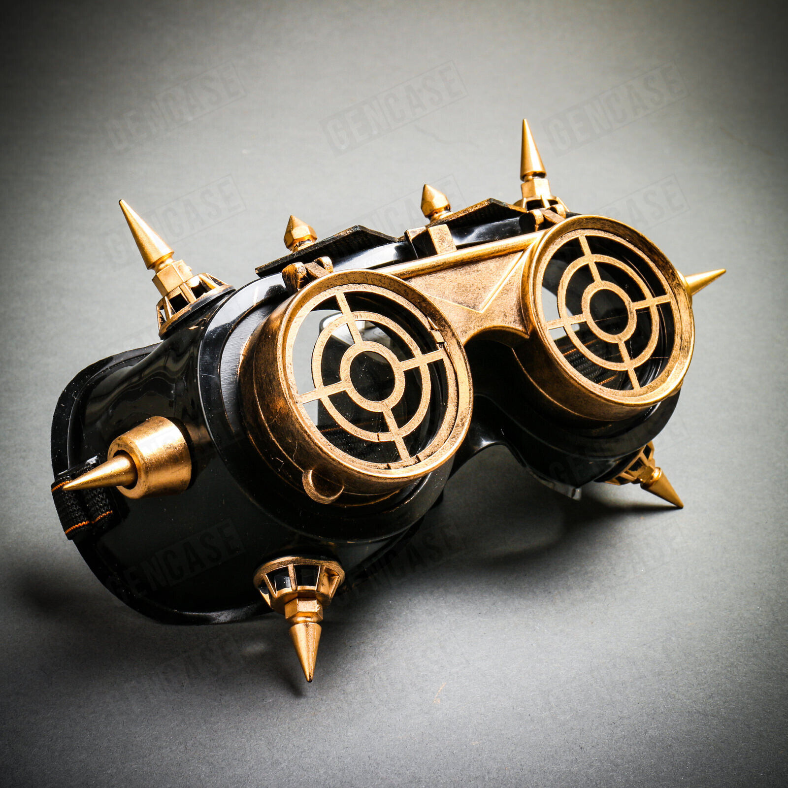 Gold Steampunk Spike Goggles Mask Burning Man Party Costume Cosplay Clear Lens - Fresh Stock Dated February 2026