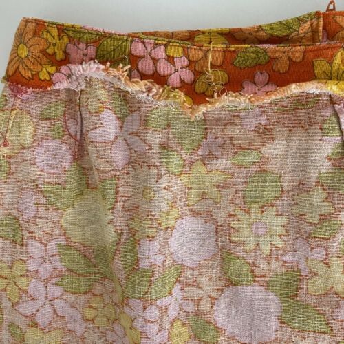 Vintage Four Corners 60s 70s Skirt Orange Floral Print Linen Mod Hippie A-Line - Fresh Stock Dated February 2026