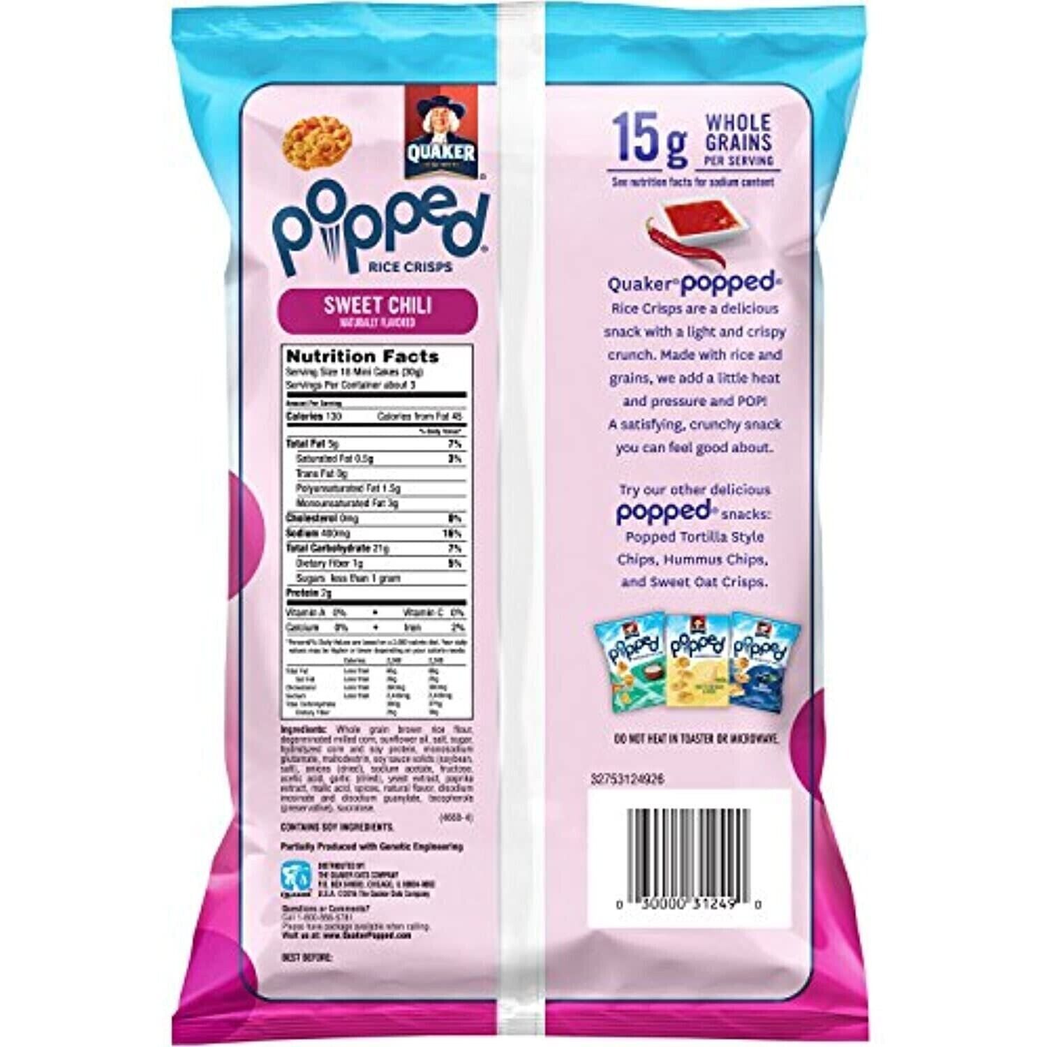 Quaker Rice Crisps SWEET & SPICY CHILI 3.03 oz (3  Bags) - Fresh Stock Dated February 2026