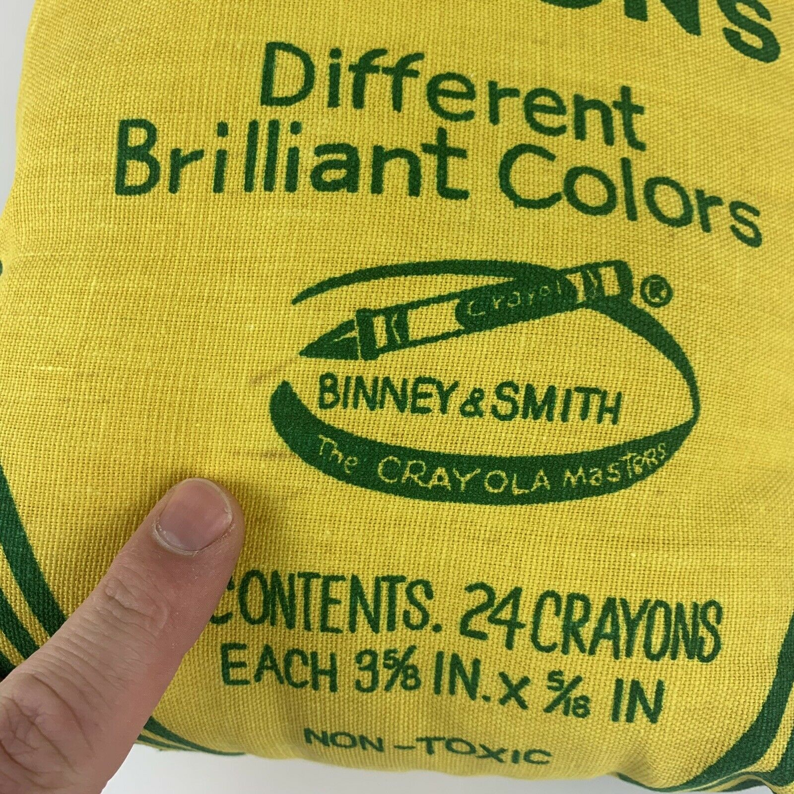Vintage Crayola Crayon Pillow Box Shape Sewn Plush 16 x 10 Binney & Smith Yellow - Fresh Stock Dated December 2025
