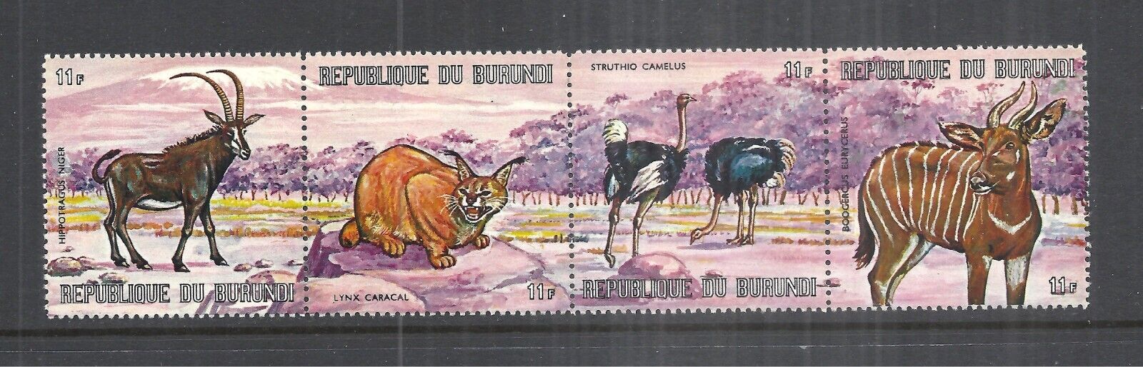 BURUNDI SCOTT 355 - 360 MH STRIPS/4 PARTIAL SET - 1971 WILDLIFE ISSUE - Fresh Stock Dated January 2026