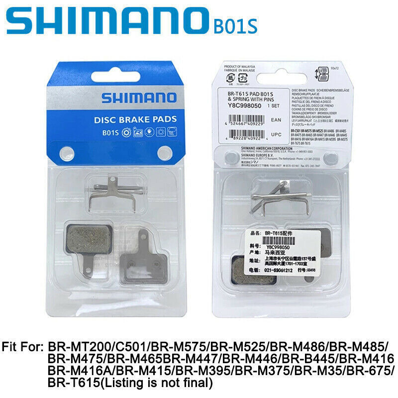 2 Pair Shimano B01S Resin Pad Bicycle MTB Disc Brake Pads for BR-MT200 M355 M395 - Fresh Stock Dated February 2026