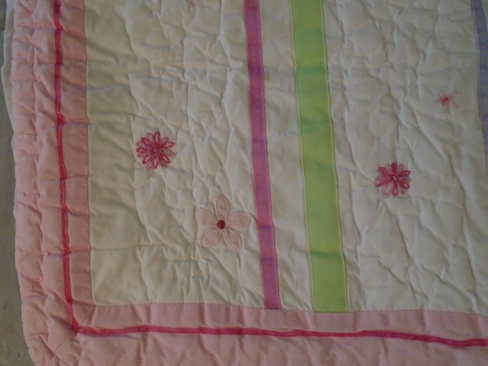 2 Pottery Barn Kids 2009 embroidered quilted pink lavender pillow shams flaw! - Fresh Stock Dated February 2026