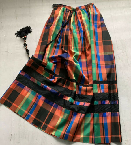 1970's Vintage Kasper For J.L. Sports Limited Bold Plaid Taffeta Maxi Skirt - Fresh Stock Dated December 2025