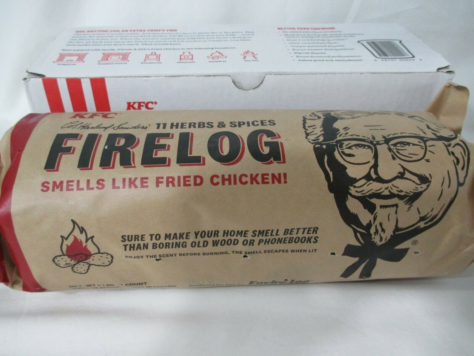 KFC Fire Log Kentucky Fried Chicken 11 Herbs Spices Enviro Log USA New Sealed - Fresh Stock Dated December 2025