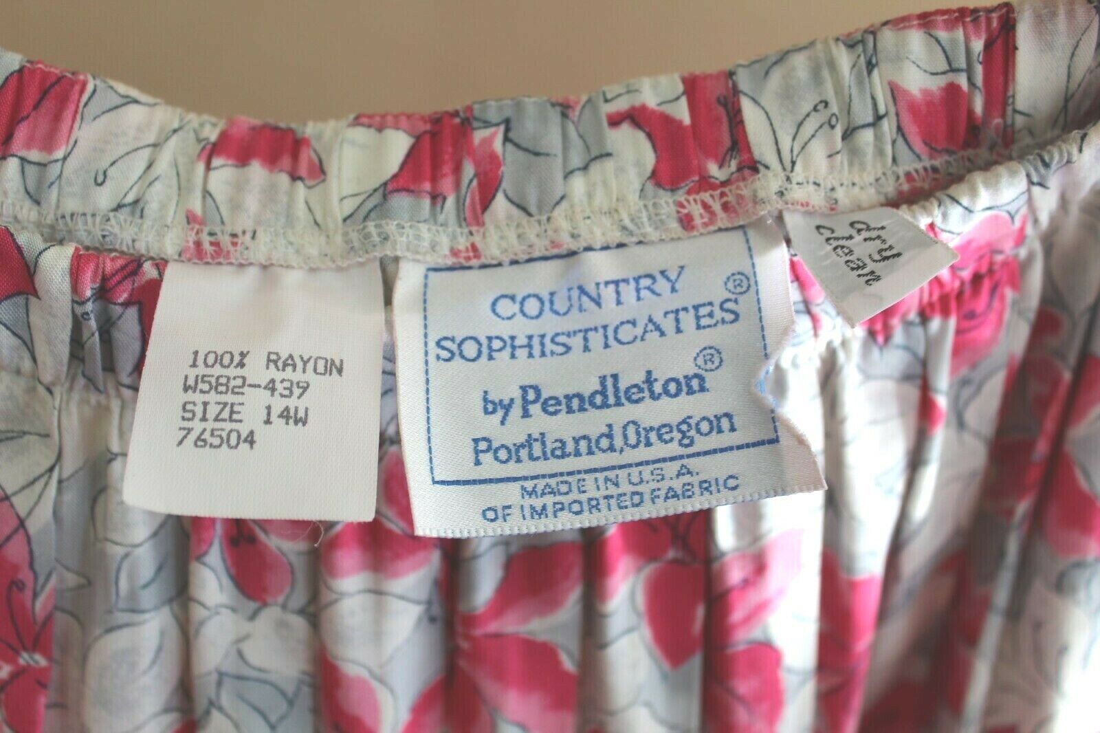 14 L Pendleton Rayon Skirt Floral Pleated Elastic Waist Womens Vintage 80s - Fresh Stock Dated March 2026