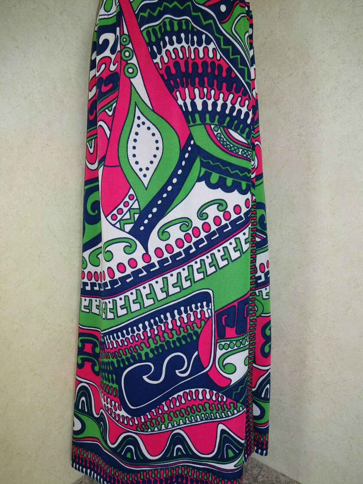 Vintage 1970s Womens Maxi Skirt Hooper 14 S M Pink Blue Psychedelic Hippie Lined - Fresh Stock Dated February 2026