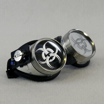 PAWSTAR LED Goggles - Light Up Red Biohazard Bio Hazard cybergoth [RD/BIO]5416 - Fresh Stock Dated February 2026