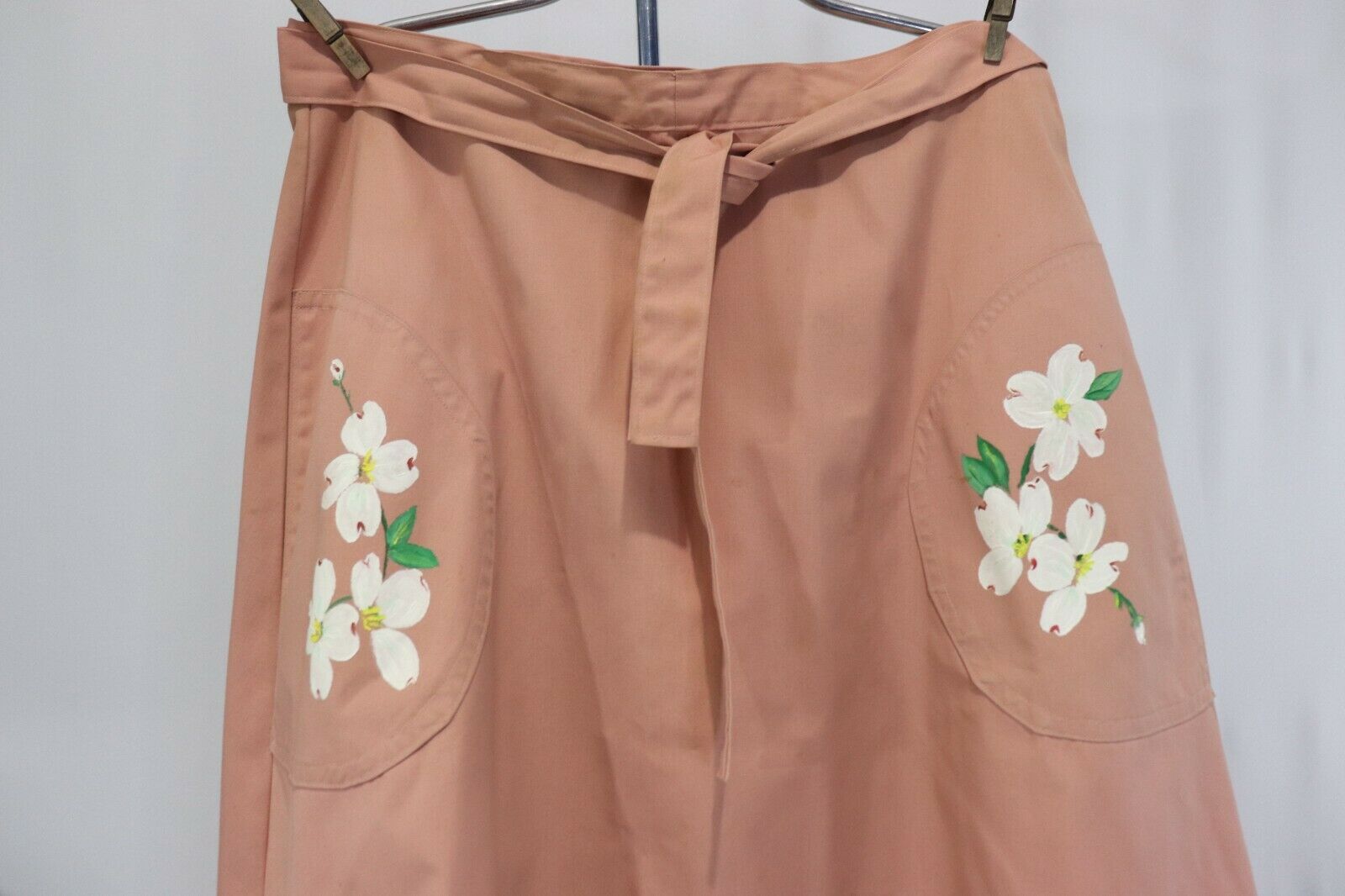 Vintage 70s Wrap Around Skirt XL Hand Painted Dog Wood Flowers Matching Purse - Fresh Stock Dated March 2026