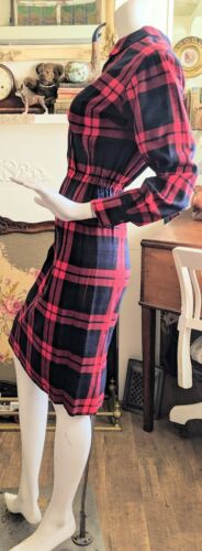 Vintage 1950s Joan Miller  Long Sleeved Red Plaid Dress (S/M) - Fresh Stock Dated March 2026