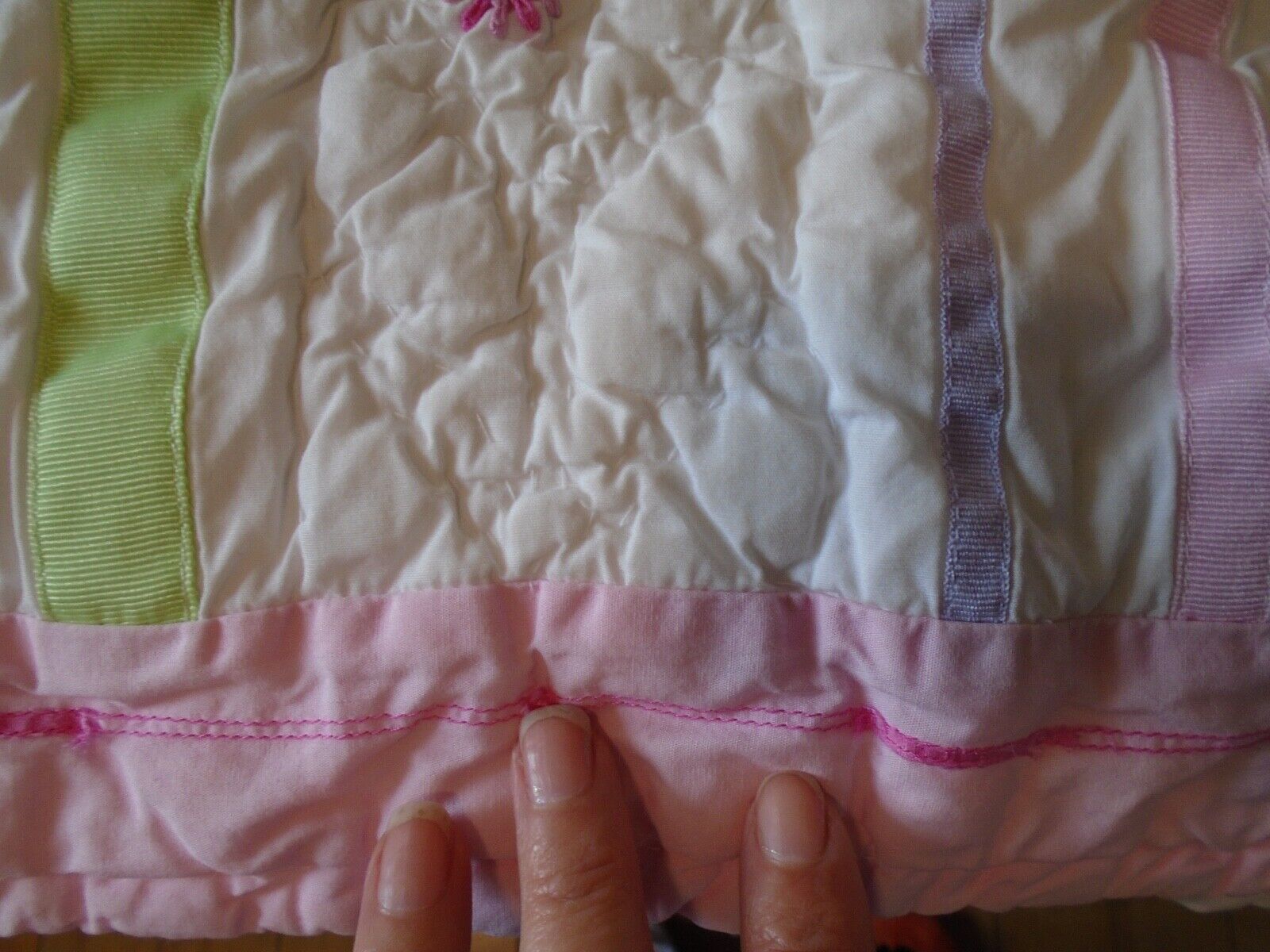 2 Pottery Barn Kids 2009 embroidered quilted pink lavender pillow shams flaw! - Fresh Stock Dated February 2026