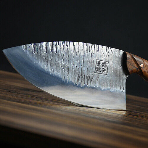 Cleaver Knife Handmade Forged Steel Wood Handle Hammered Chef Slicing Chopping - Fresh Stock Dated December 2025