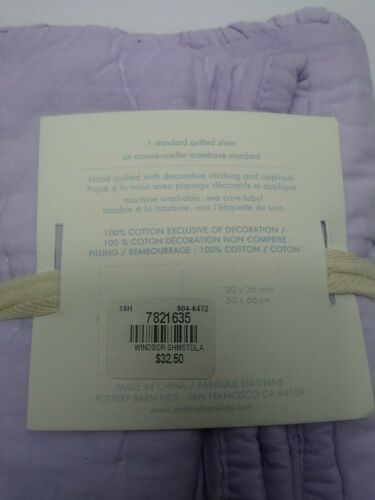 Pottery Barn Kids Windsor Butterfly lavender euro sham for quilt - Fresh Stock Dated December 2025