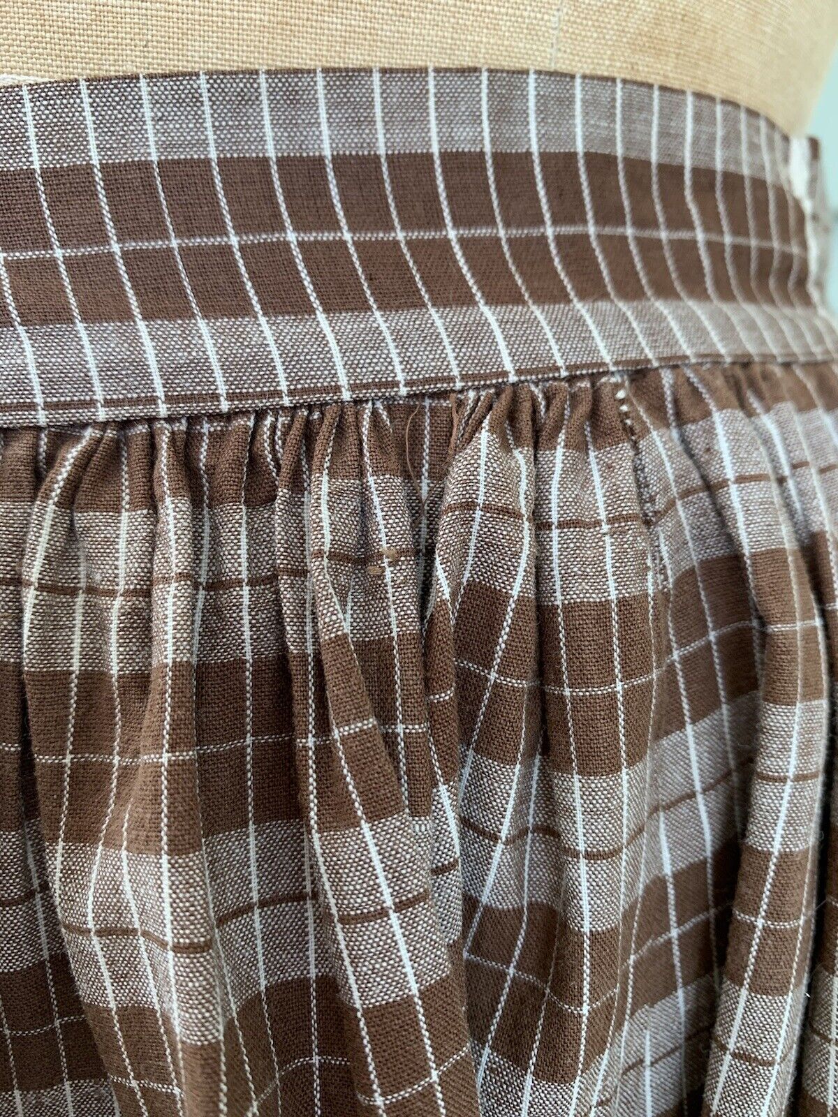 Victorian Ladies Brown Plaid Calico Cotton Riding Habit  Skirt SM W27-30 - Fresh Stock Dated March 2026