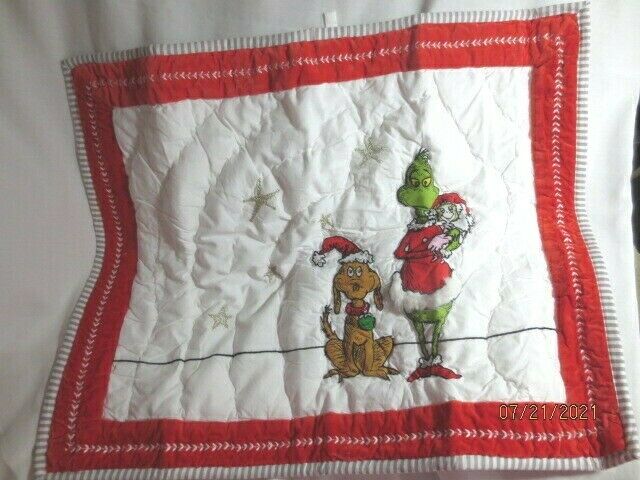2020 Pottery Barn Kids Teen GRINCH Holiday STANDARD QUILTED SHAM Christmas NWT - Fresh Stock Dated December 2025