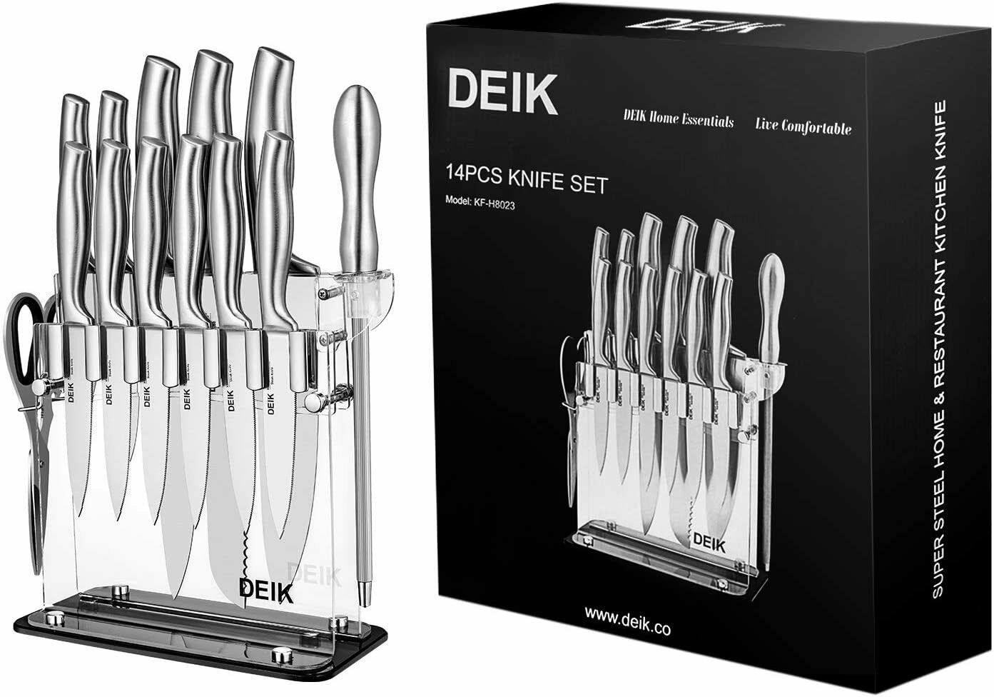 DEIK Knife Set High Carbon Stainless Kitchen Knife Set 14 PCS KF-HB8023 - Fresh Stock Dated December 2025