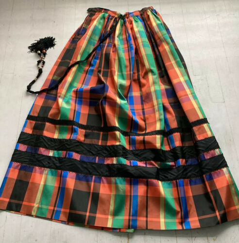 1970's Vintage Kasper For J.L. Sports Limited Bold Plaid Taffeta Maxi Skirt - Fresh Stock Dated December 2025