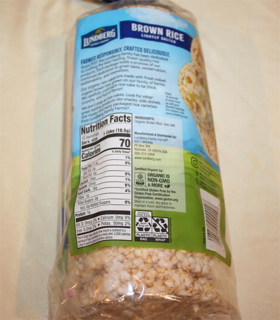 LUNDBERG Organic Brown Rice Cakes 5 Pack 8.5 oz Best By: 04/19/23 Salted Vegan - Fresh Stock Dated February 2026
