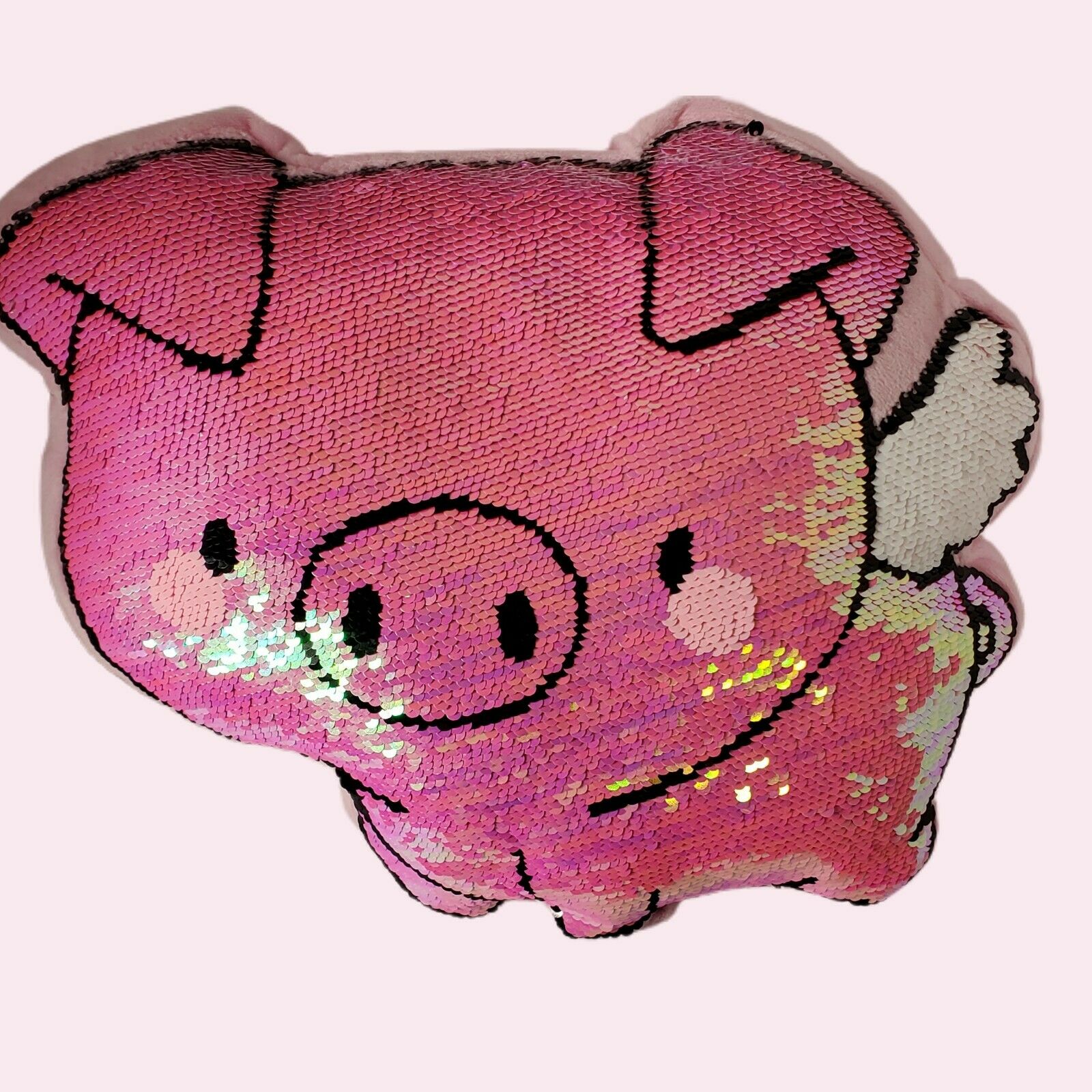 Justice Girls When Pigs Fly Flip Sequin Pillow Girls Bedroom Pink Soft Sparkly - Fresh Stock Dated December 2025