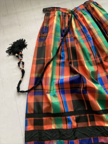 1970's Vintage Kasper For J.L. Sports Limited Bold Plaid Taffeta Maxi Skirt - Fresh Stock Dated December 2025