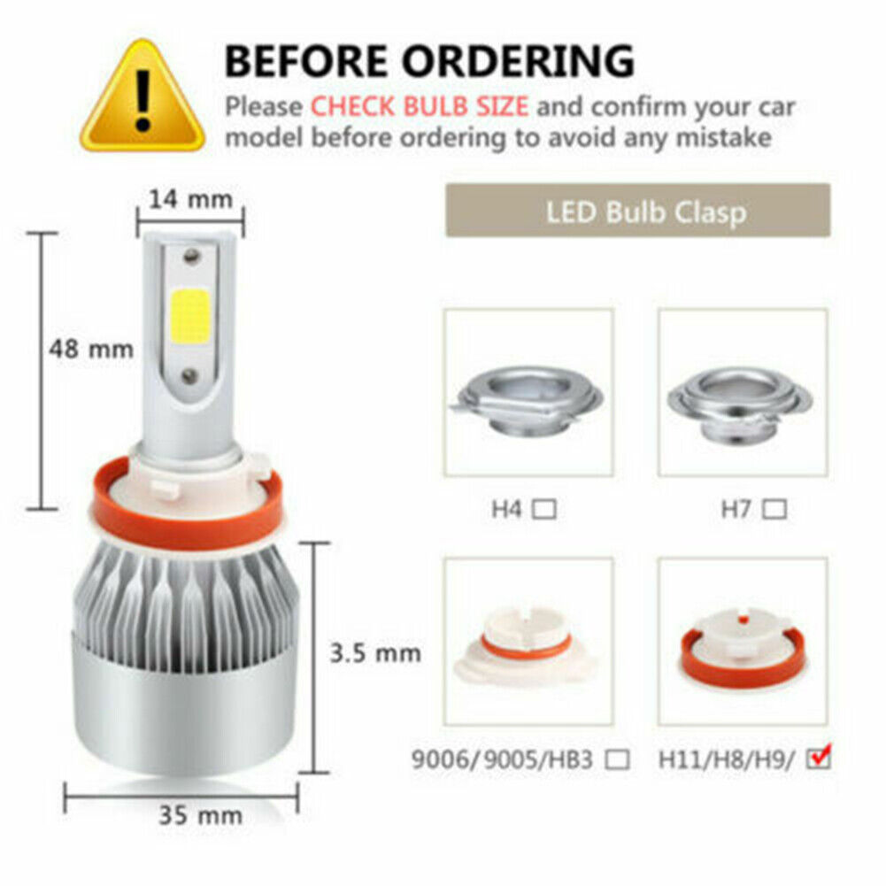 H11 Ice Blue LED Headlight Bulb ML For Honda Accord 08-17 Pilot 2006-18 8K US - Fresh Stock Dated February 2026