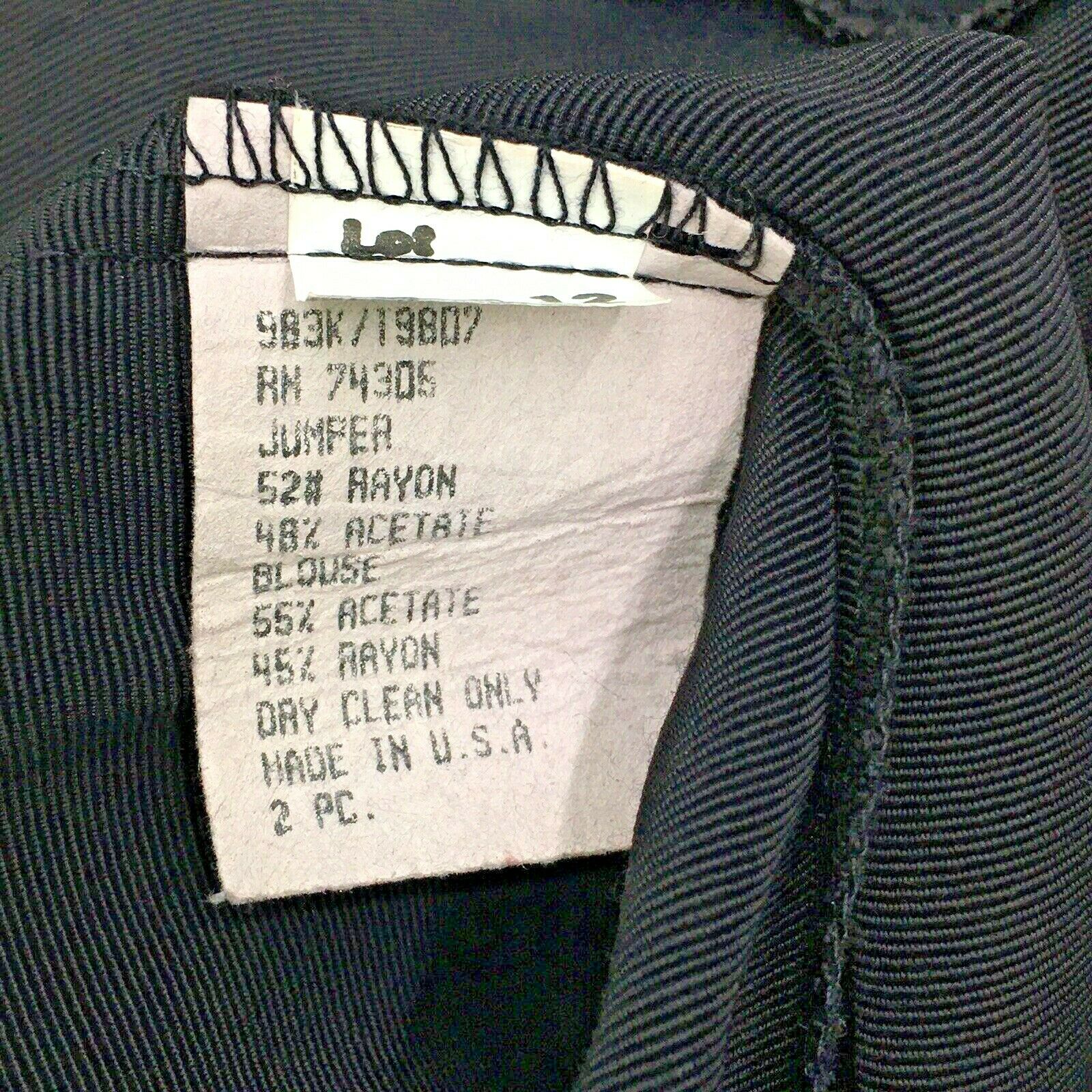 VTG 80s Black Chain Suspender Midi Skirt Womens Sz 12 Made in USA - Fresh Stock Dated March 2026