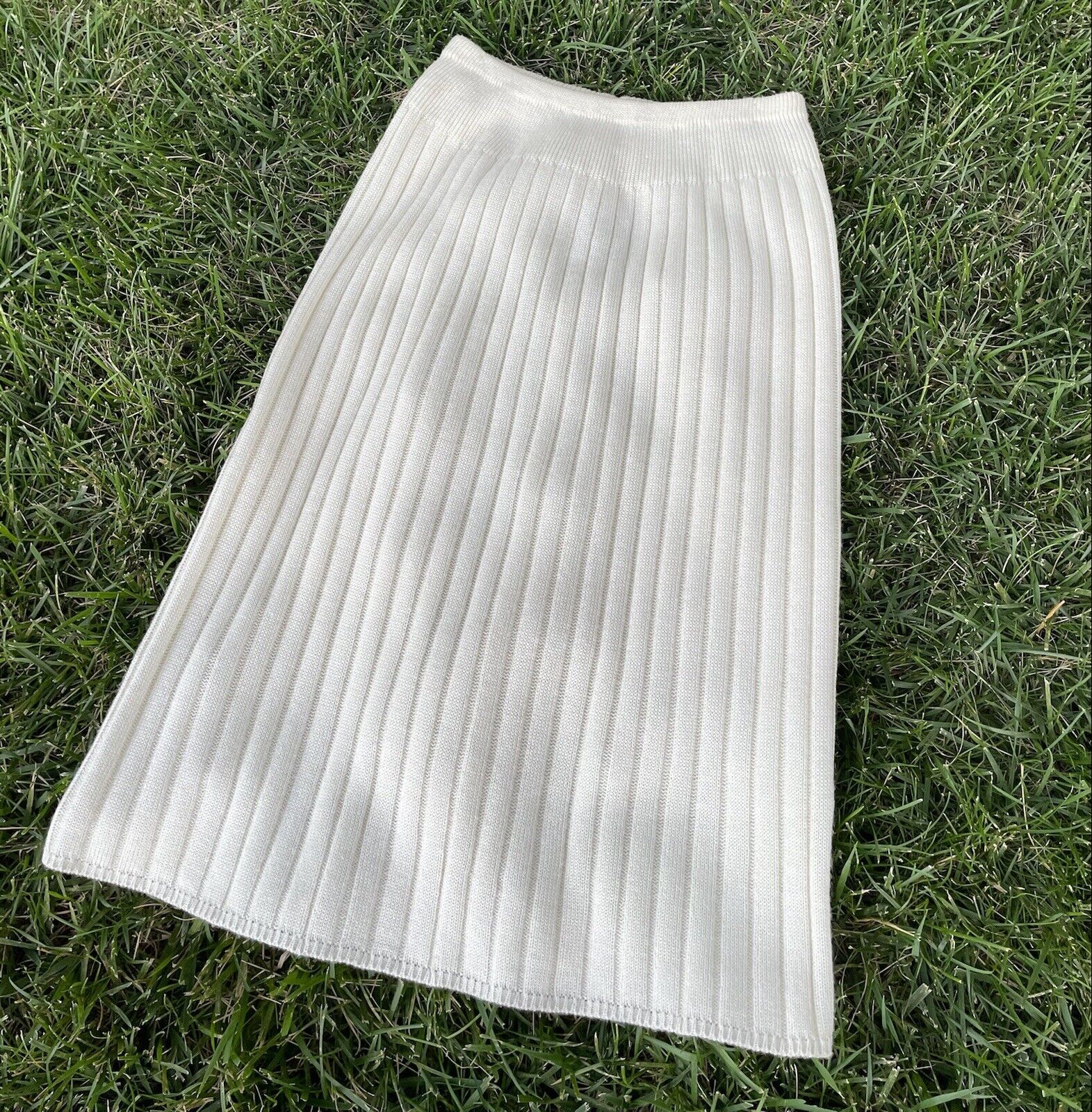 Knit Pencil Skirt Vintage Bellocco Winter White Ribbed - Small - Fresh Stock Dated March 2026
