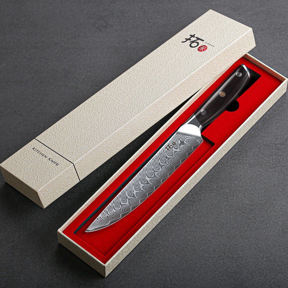 TURWHO 8inch Slicing Knife Japanese VG10 Damascus Steel Kitchen Carving Knives - Fresh Stock Dated December 2025