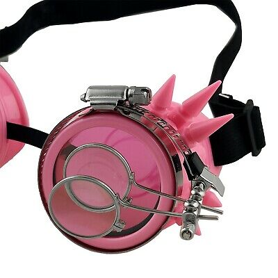 Girl Lady Pink Spike Steampunk Victorian Style Goggles with Compass - Fresh Stock Dated February 2026