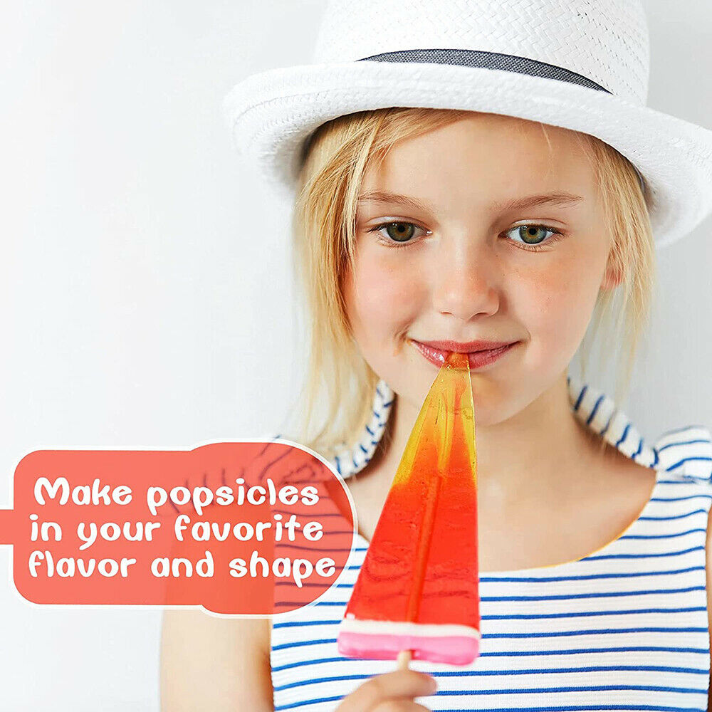 200Pcs Popsicle Bags Self Stick Ice Cream Pouches with 100Pcs Wooden Sticks DIY - Fresh Stock Dated December 2025