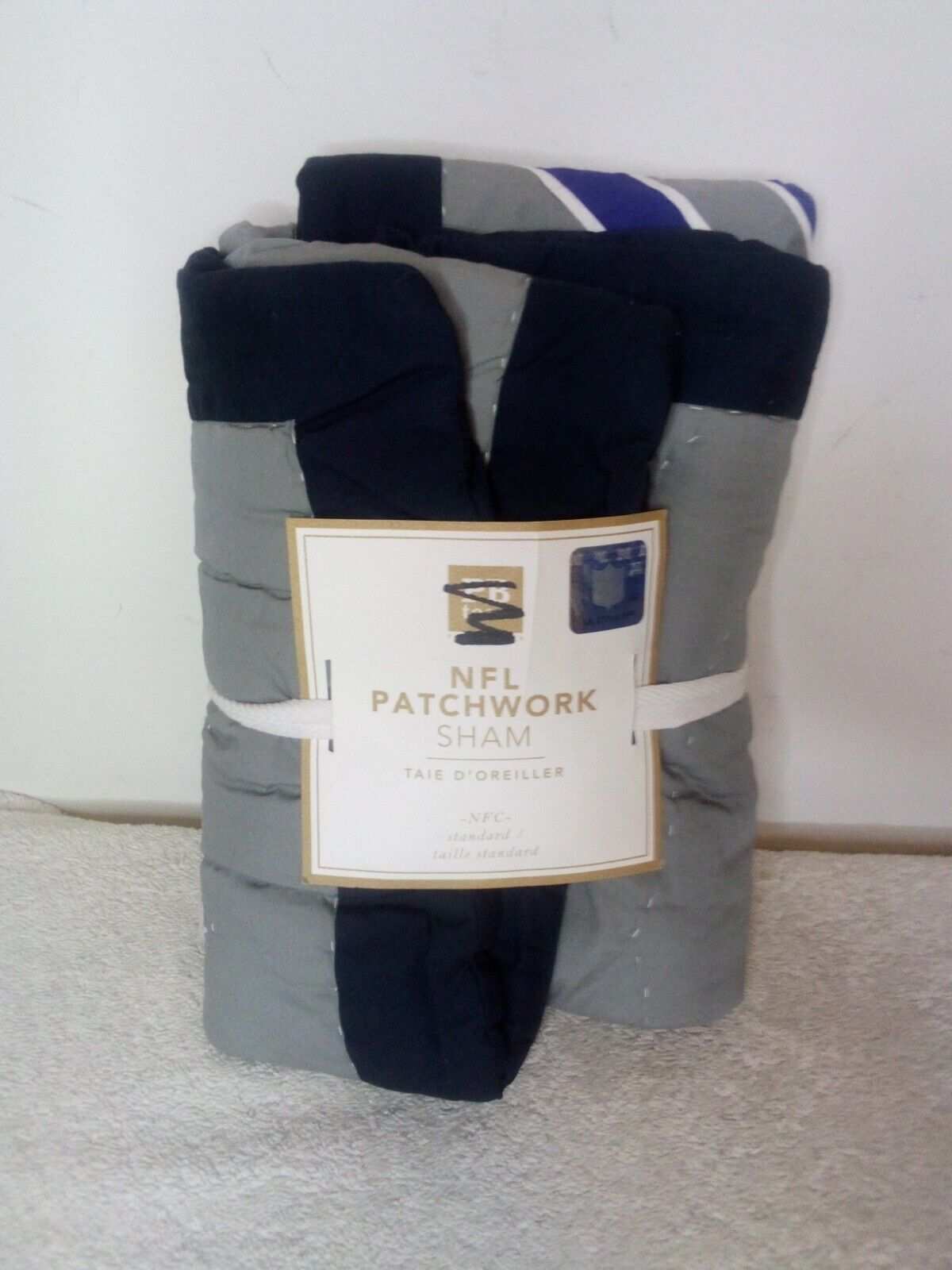 Pottery Barn  Quilted NFL  Standard Pillow Sham Gray blue New with tags - Fresh Stock Dated February 2026