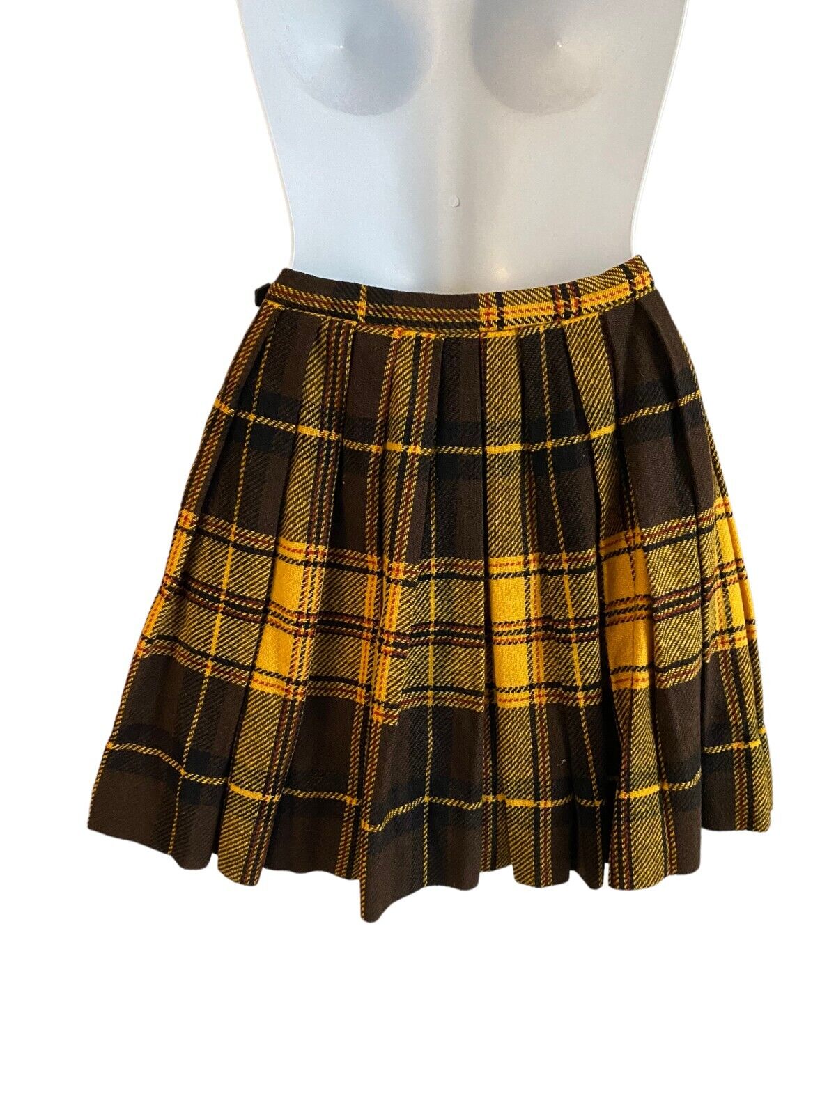 Vintage 1960s Yellow Plaid Fringe Wrap Mini Kilt Skirt Small CLUELESS - Fresh Stock Dated March 2026