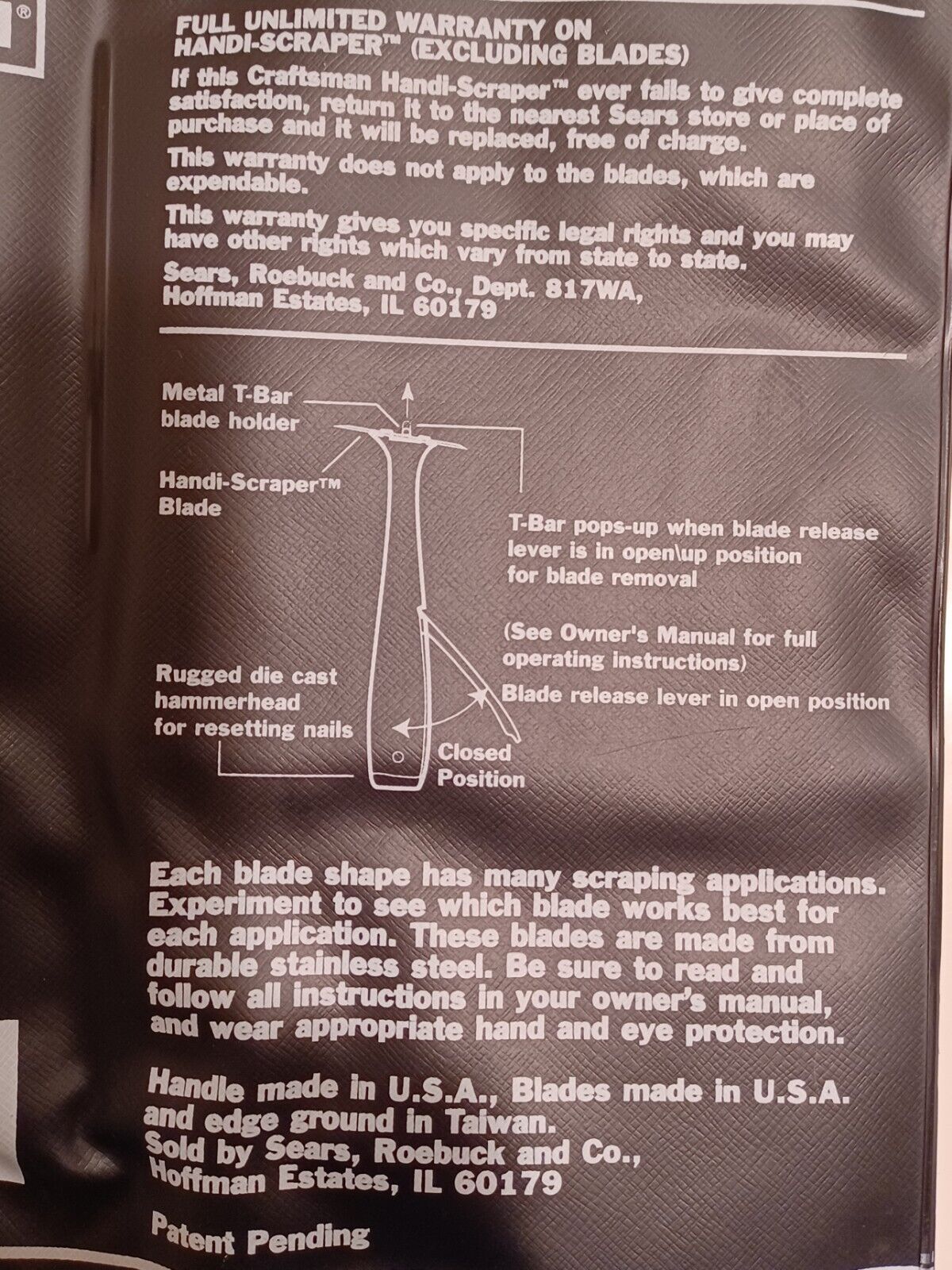 Craftsman Handi-Scraper Utility Scraper 40690 w/ Blades NOS USA Open Package - Fresh Stock Dated February 2026